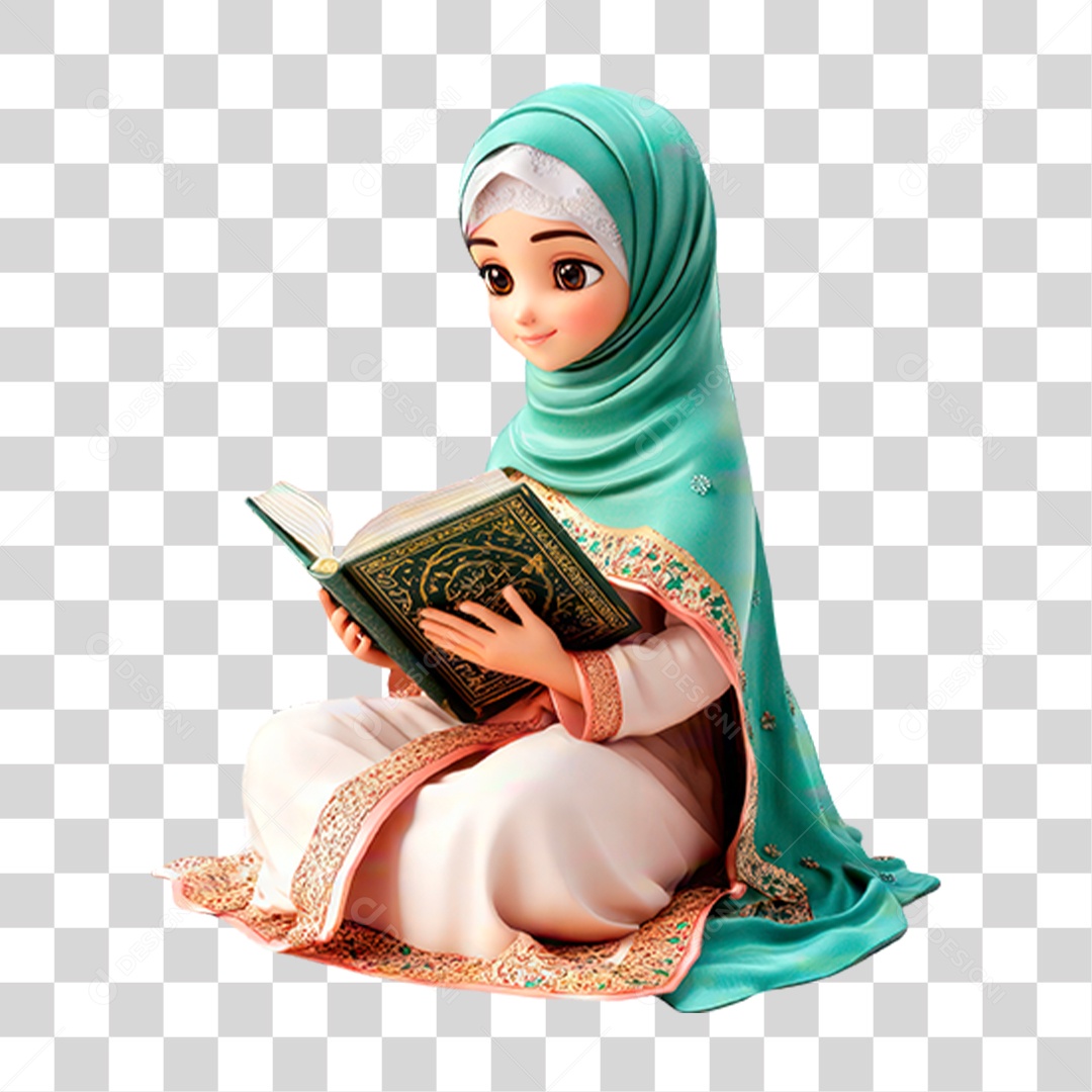 Personagem Mulher Islâmica Orando PNG Transparente