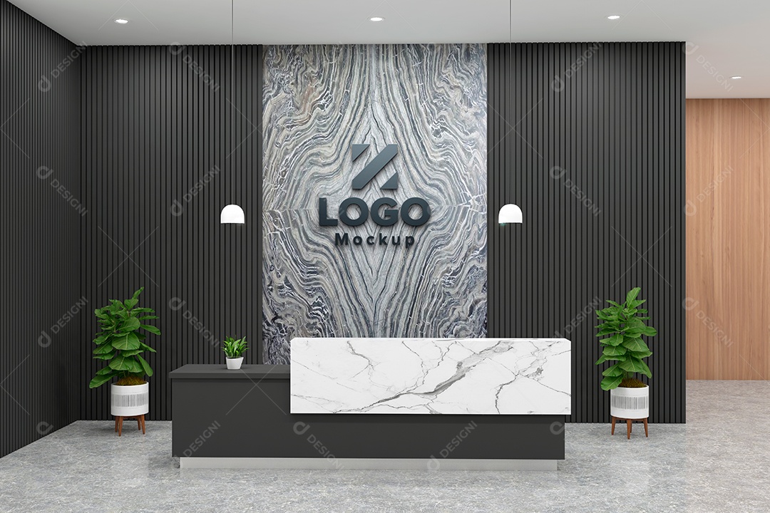 Parede de Recepção Mockup PSD Editável