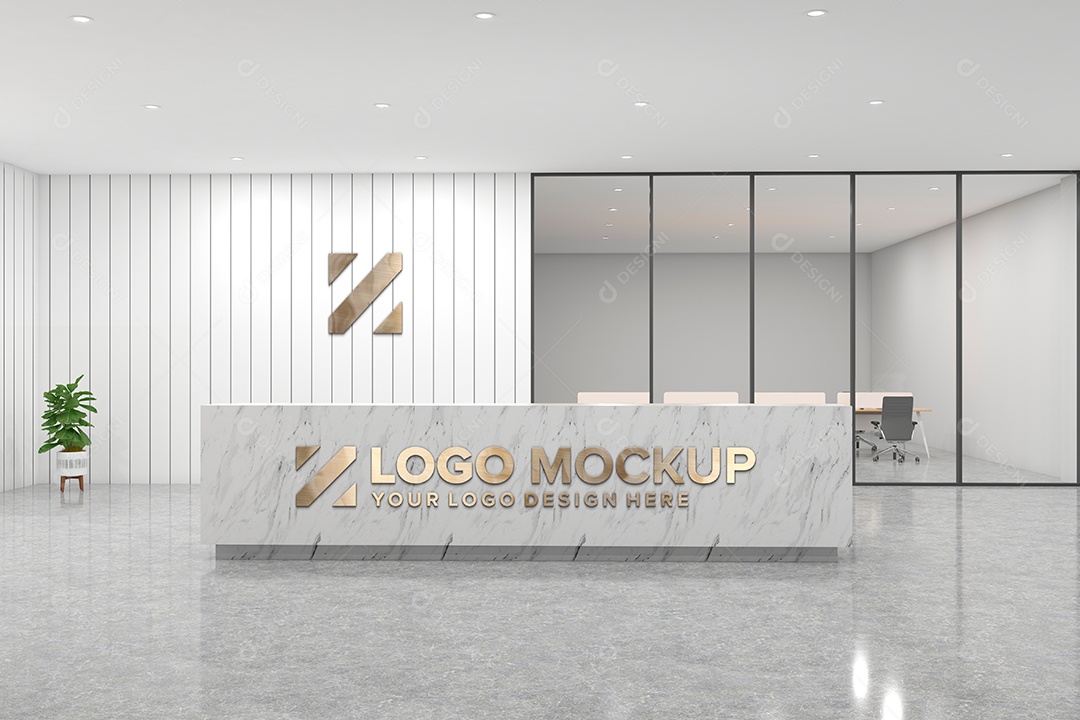 Parede de Recepção Mockup PSD Editável