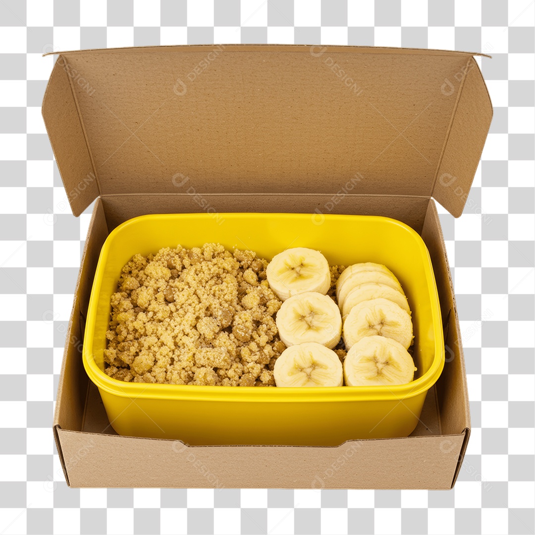 Porção de Cuscuz com Banana PNG Transparente