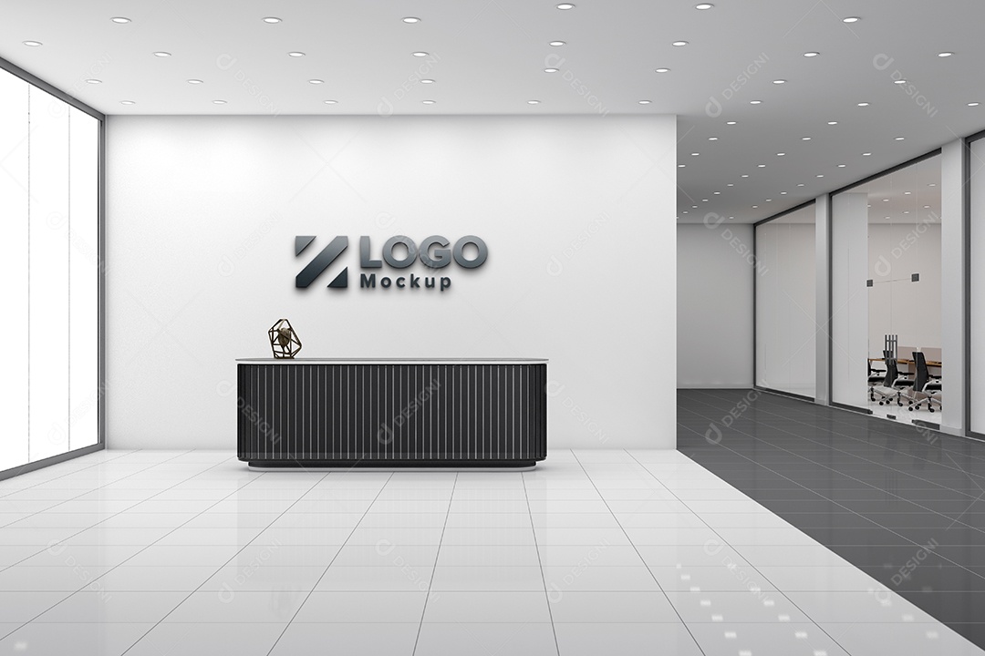 Parede de Recepção Mockup PSD Editável