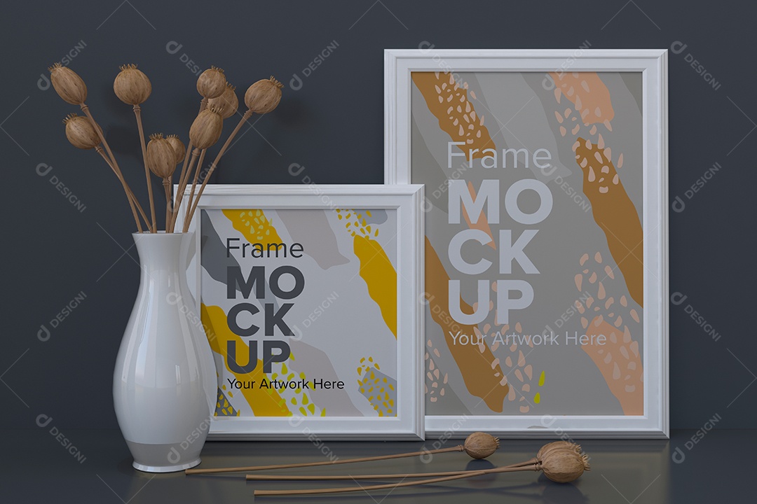 Moldura de Dois Quadros Mockup PSD Editável