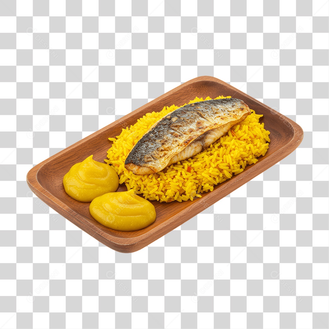 Vasilha com Cuscuz e Peixes PNG Transparente