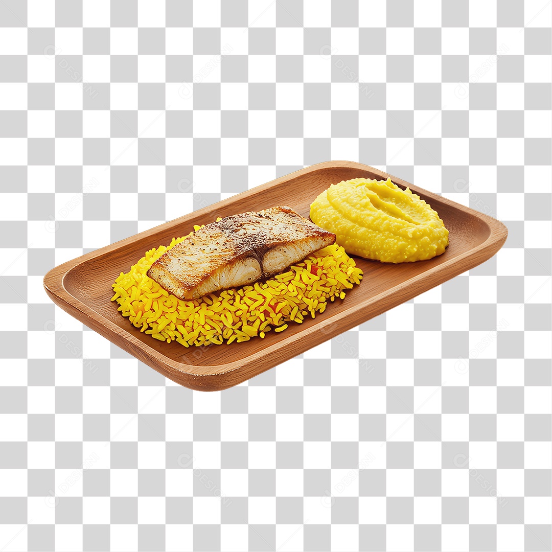 Vasilha com Cuscuz e Peixes PNG Transparente