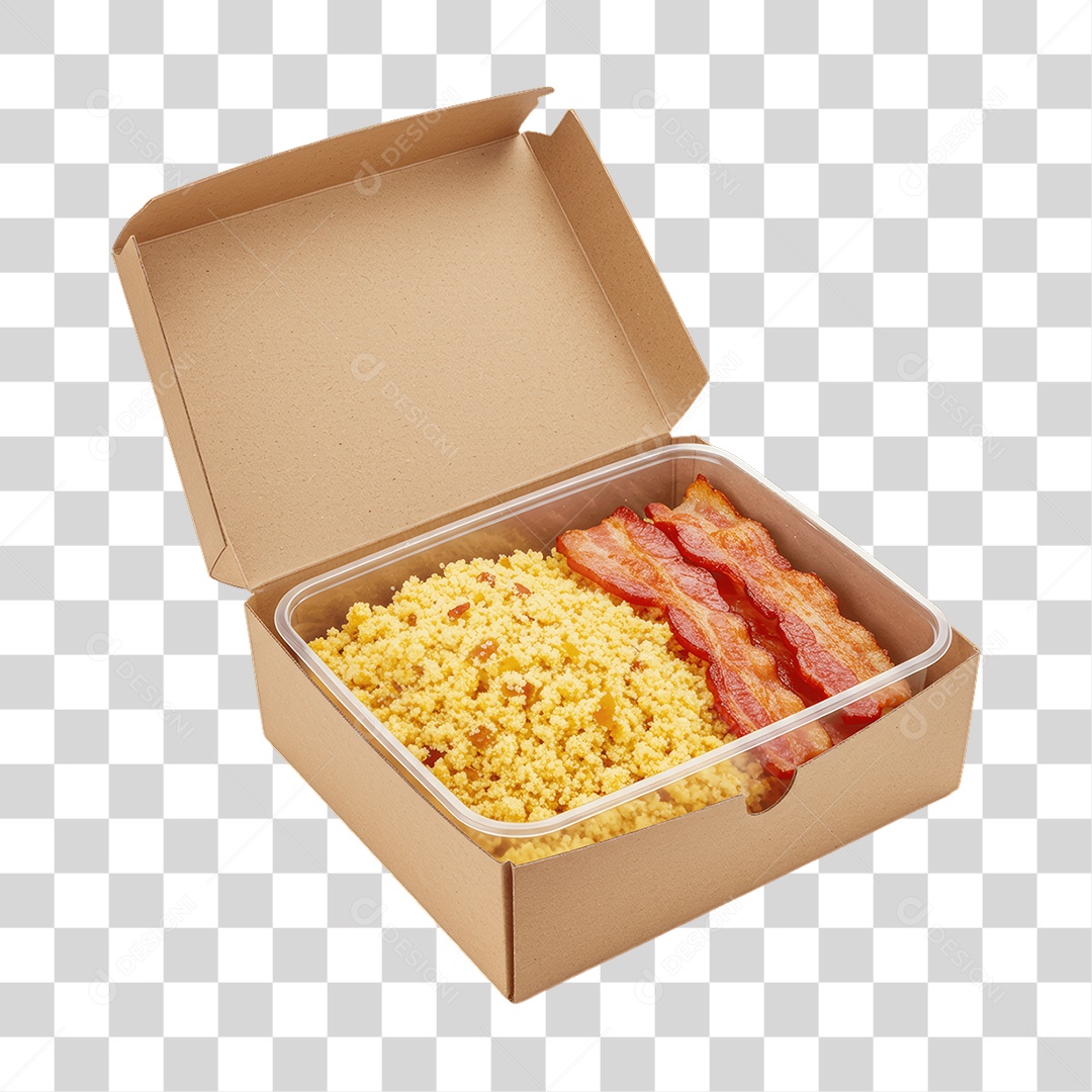 Vasilha com Cuscuz e Bacon PNG Transparente