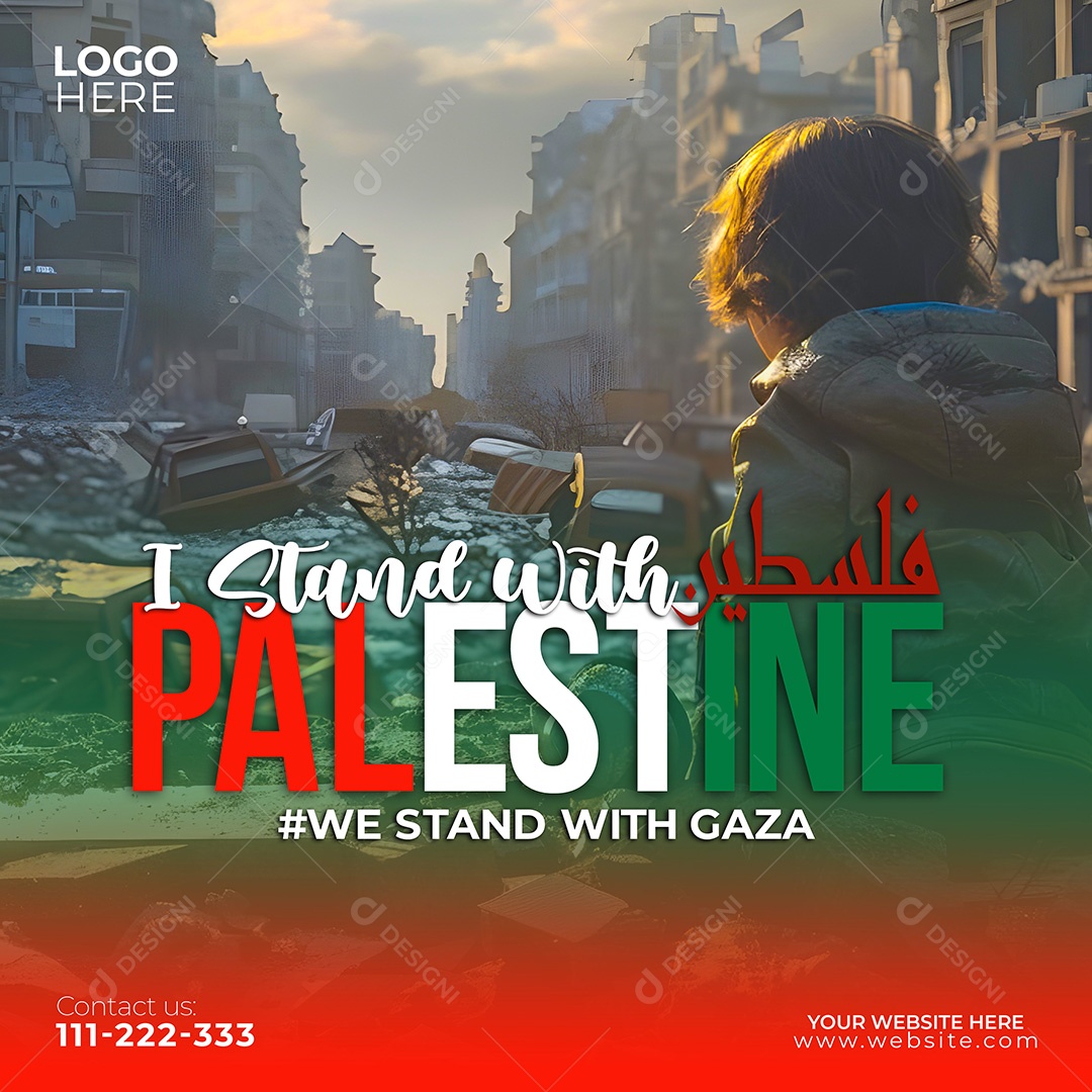 Defenda a Palestina Social Media PSD Editável