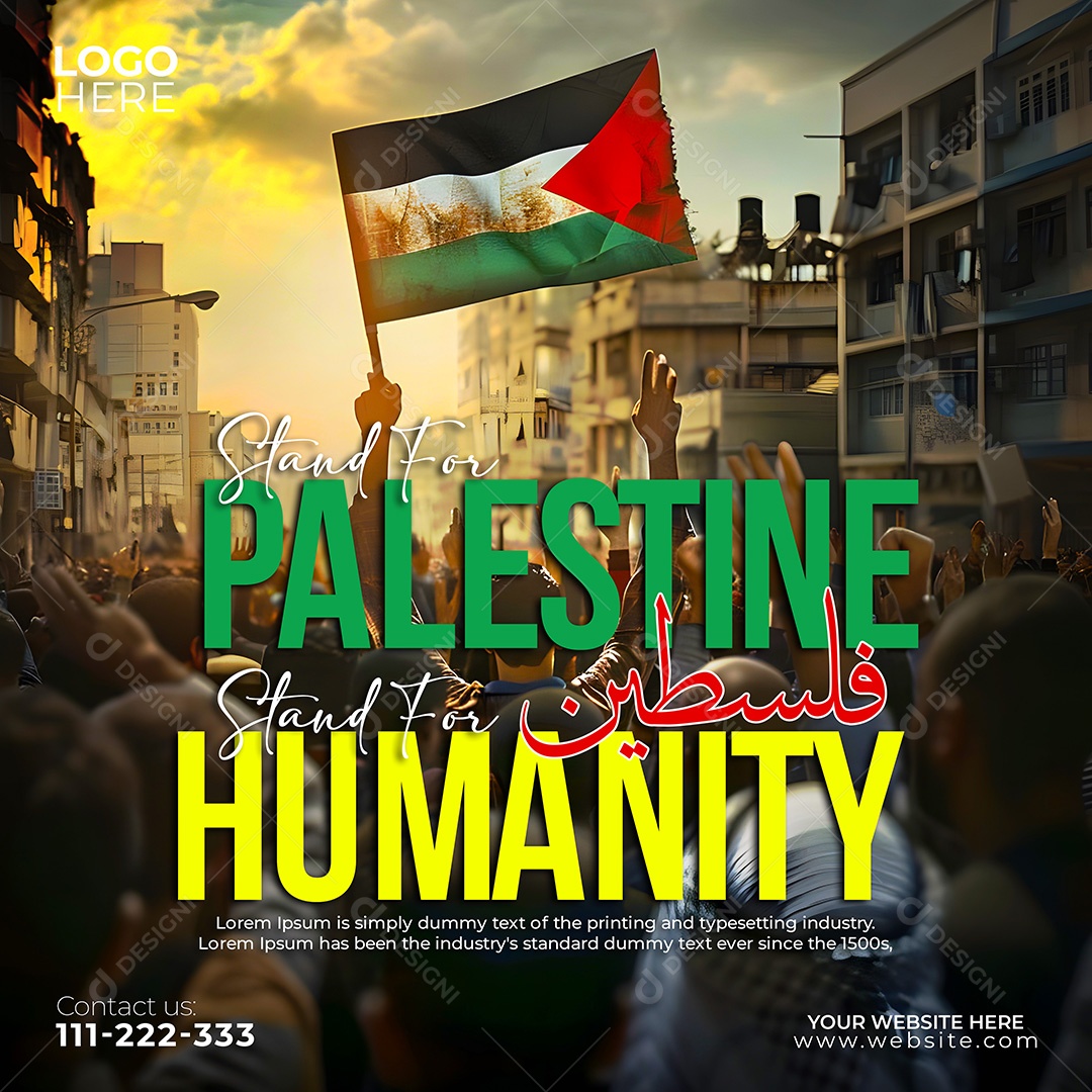 Defenda a Palestina Social Media PSD Editável