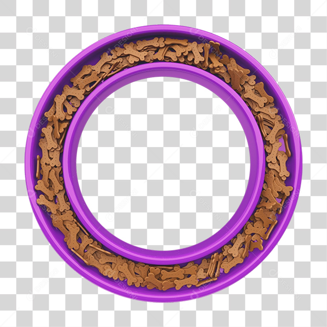 Elemento 3D Círculo Vasilha com Ração PNG Transparente