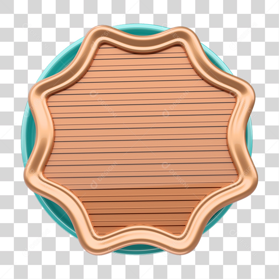 Elemento 3D Placa de Madeira PNG Transparente