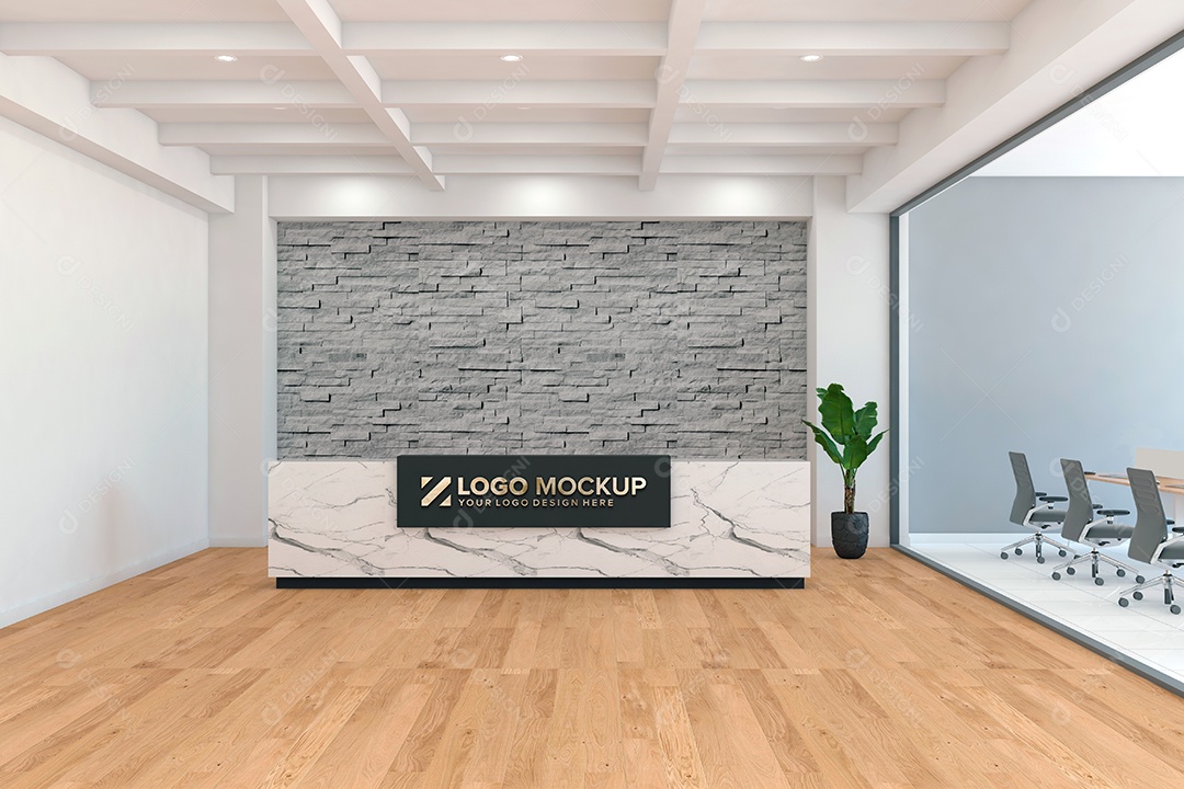 Parede de Recepção Mockup PSD Editável