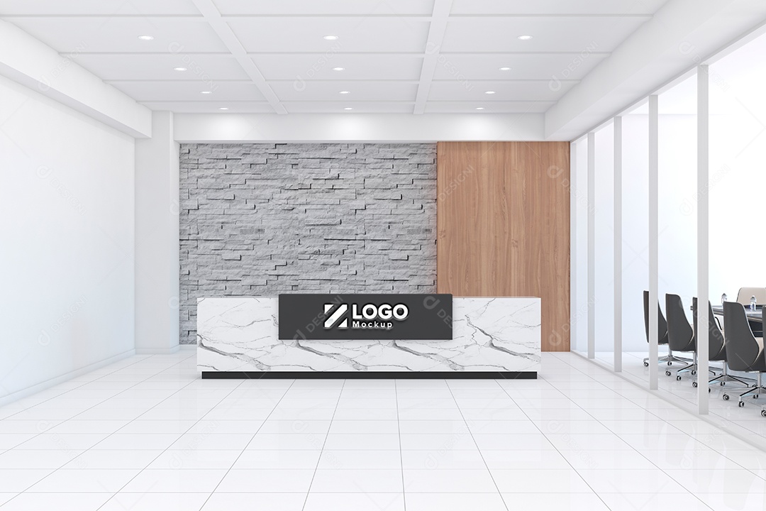 Parede de Recepção Mockup PSD Editável