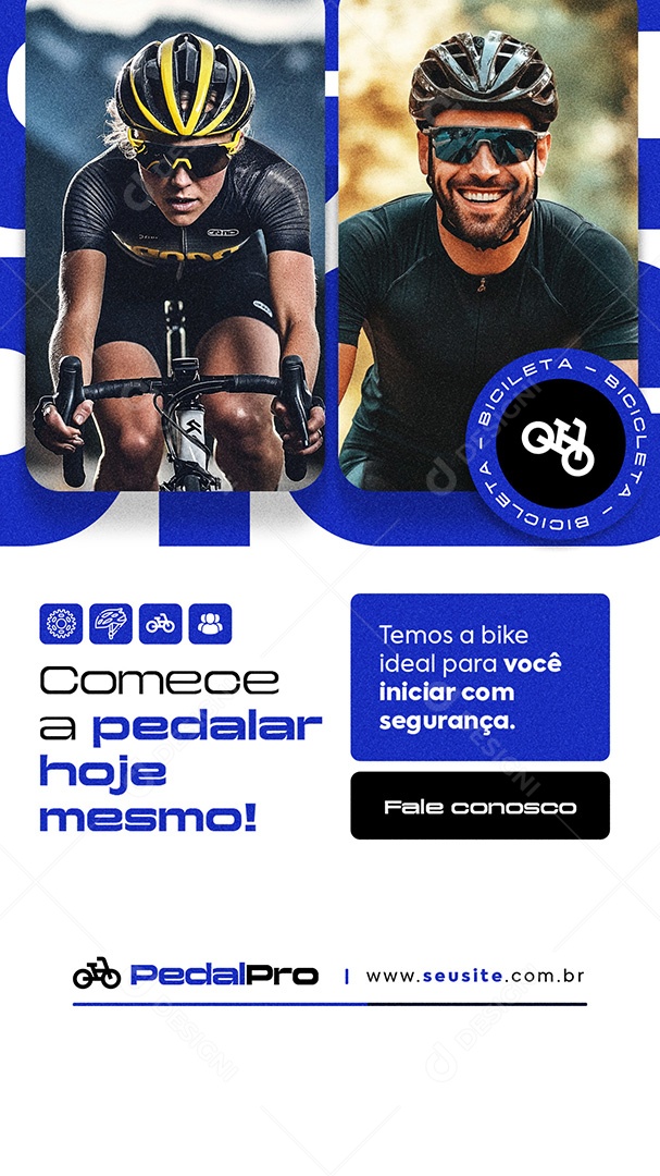 Story Bicicletaria Comece a Pedalar Hoje Mesmo Social Media PSD Editável