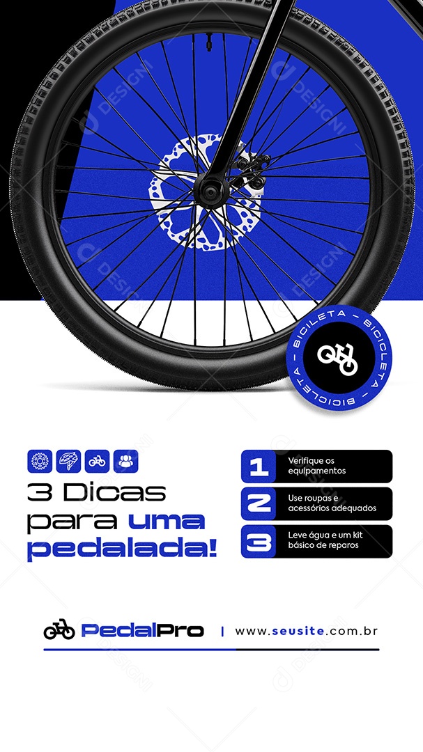 Story Bicicletaria Três Dicas para Uma Pedalada Social Media PSD Editável