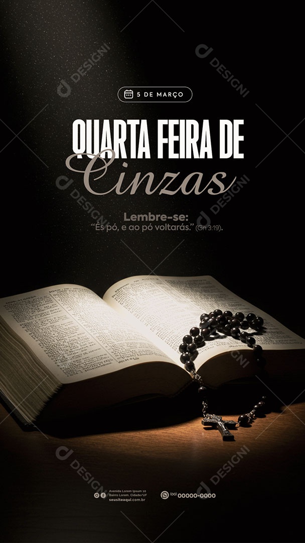 Story Quarta Feira de Cinzas Lembre-se ao Pó Voltarás Social Media PSD Editável