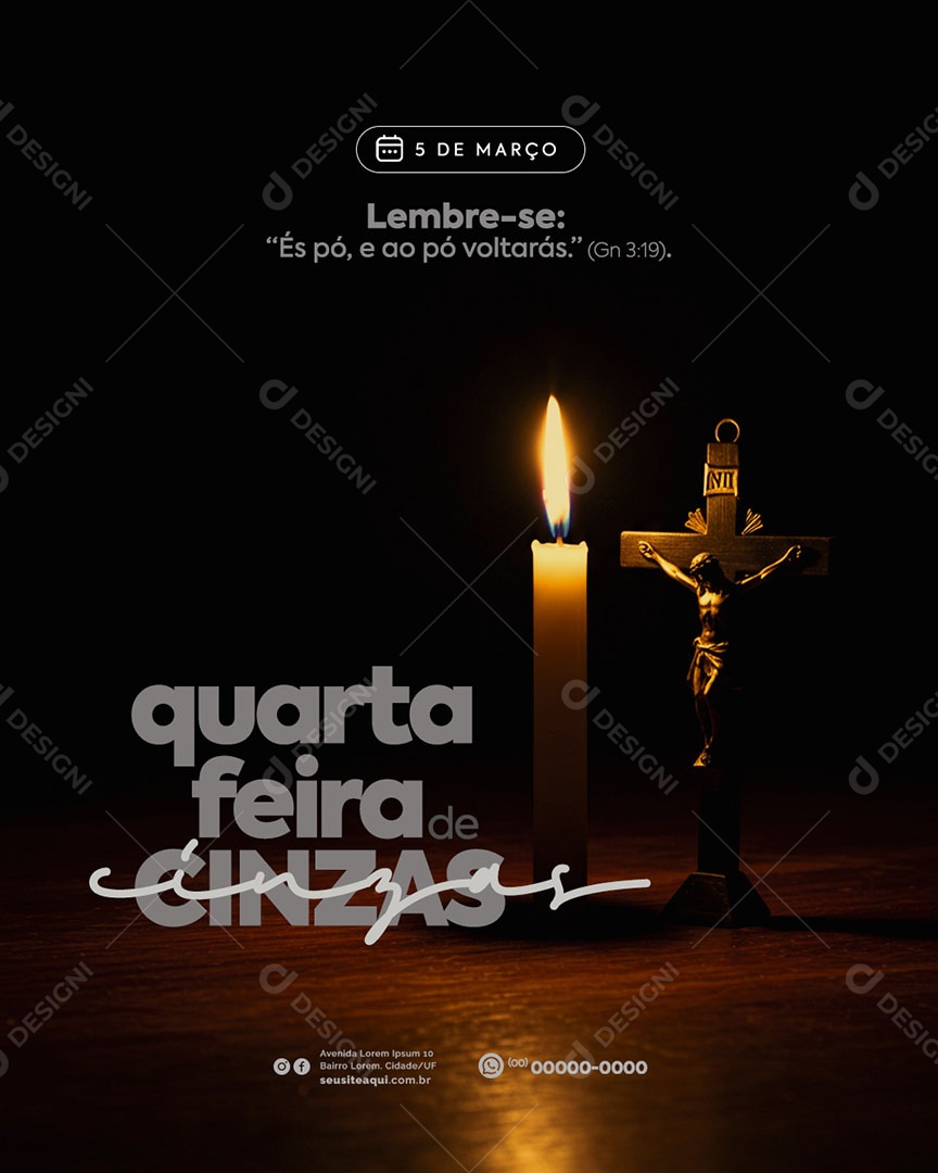 Quarta Feira de Cinzas Lembre-se Social Media PSD Editável