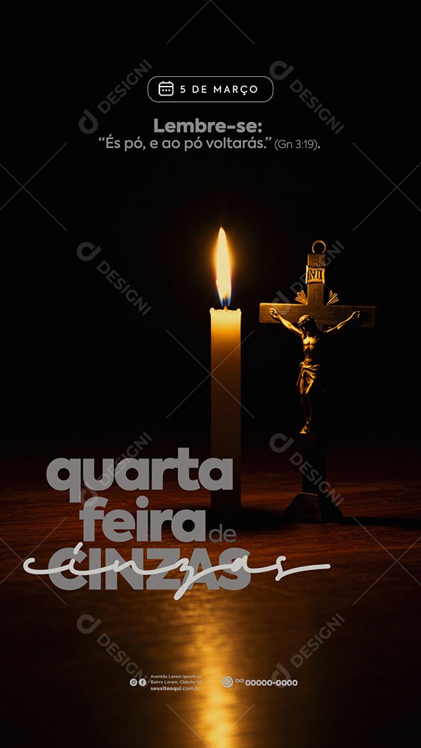 Story Quarta Feira de Cinzas Lembre-se Social Media PSD Editável