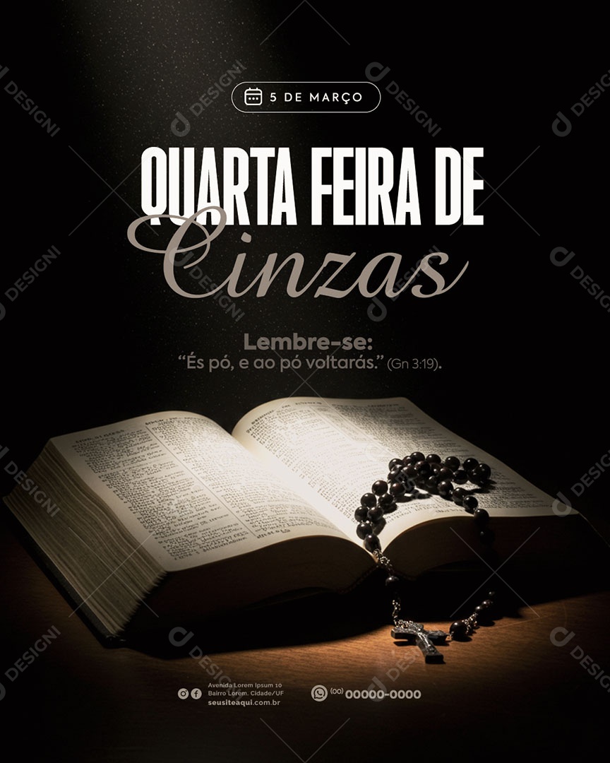 Quarta Feira de Cinzas Social Media PSD Editável