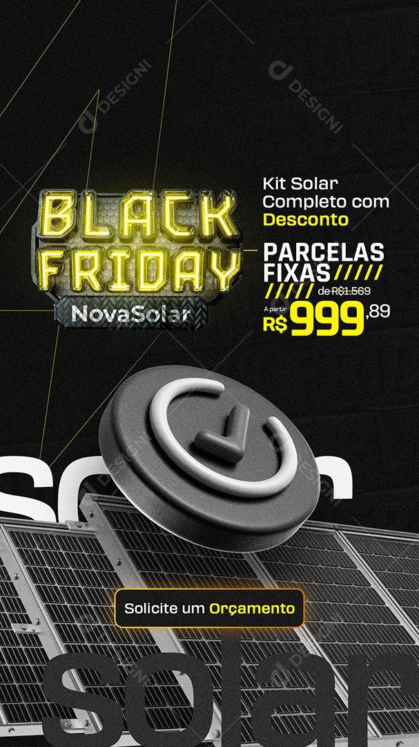 Story Energia Solar Black Friday Kit Solar Completo com Desconto Social Media PSD Editável