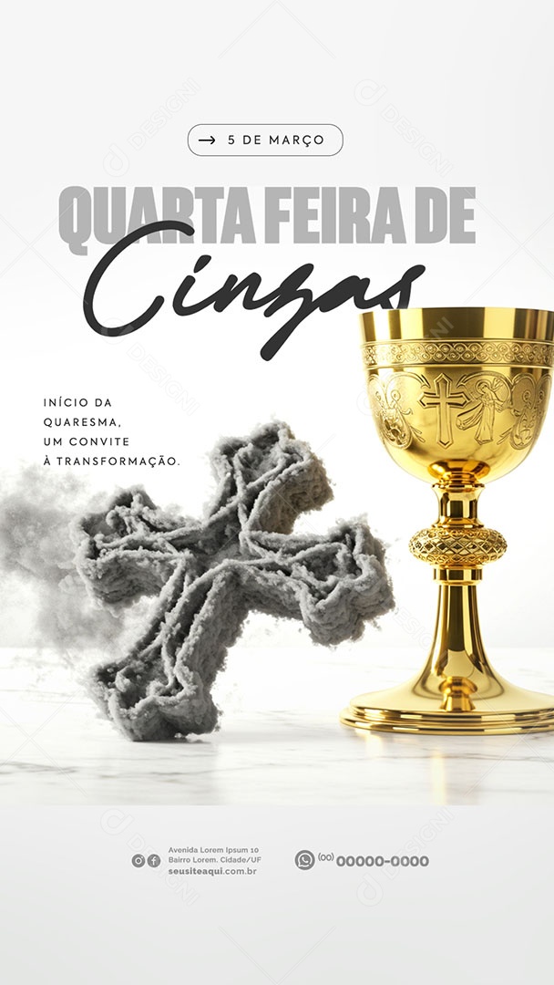 Story Quarta Feira de Cinzas Inicio da Quaresma Social Media PSD Editável