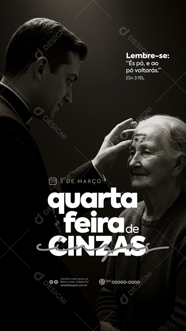 Story Quarta Feira de Cinzas Lembre-se ao Pó Voltarás Social Media PSD Editável