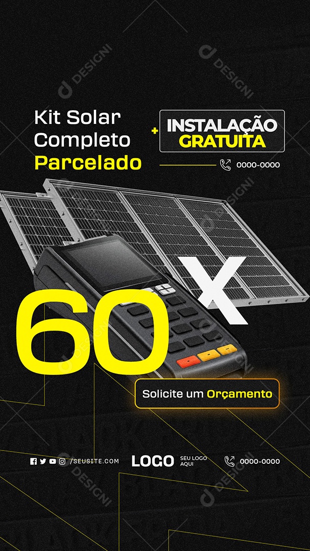Story Energia Solar Black Friday Kit Solar Completo Parcelado Social Media PSD Editável