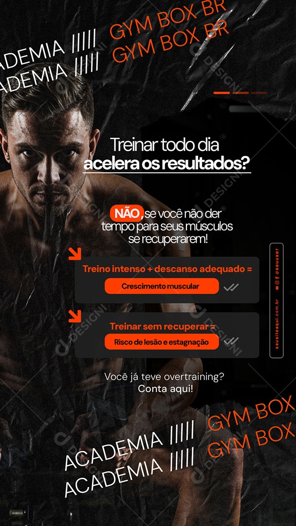 Story Academia Treinar todo Dia Acelera os Resultado Social Media PSD Editável