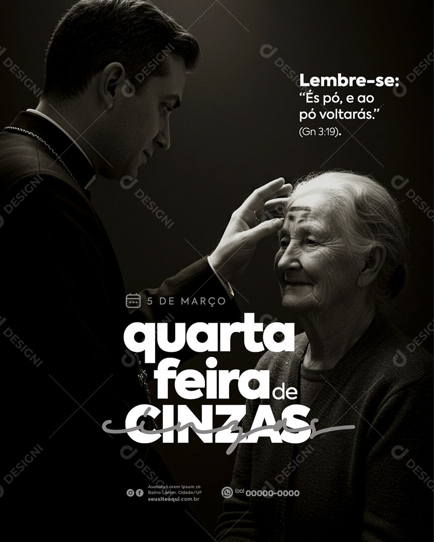 Quarta Feira de Cinzas Lembre-se ao Pó Voltarás Social Media PSD Editável