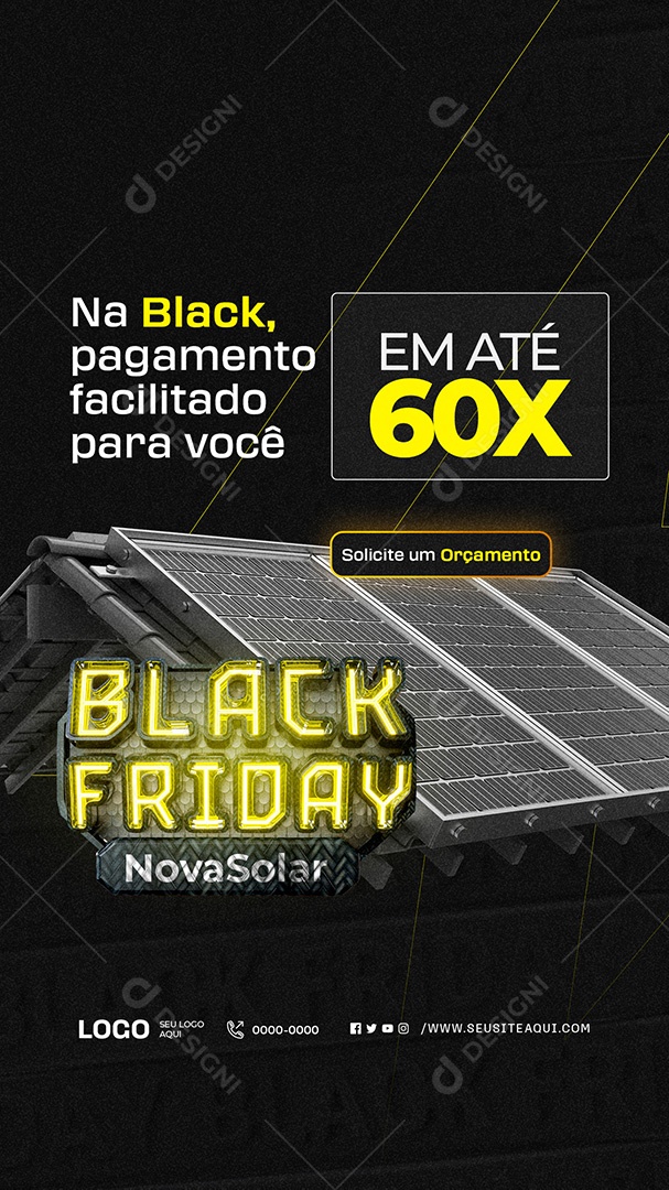 Story Energia Solar Black Friday Pagamento Facilitado Social Media PSD Editável
