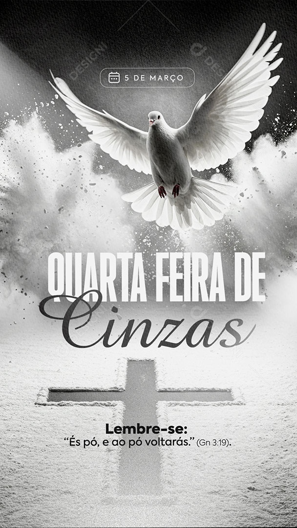 Story Quarta Feira de Cinzas 05 de Março Social Media PSD Editável
