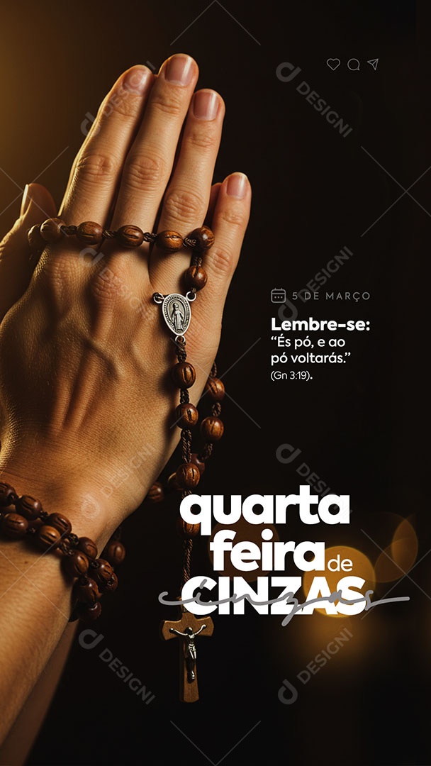 Story Quarta Feira de Cinzas Lembre-se É os Pó Social Media PSD Editável