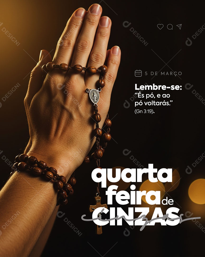 Quarta Feira de Cinzas Lembre-se É os Pó Social Media PSD Editável