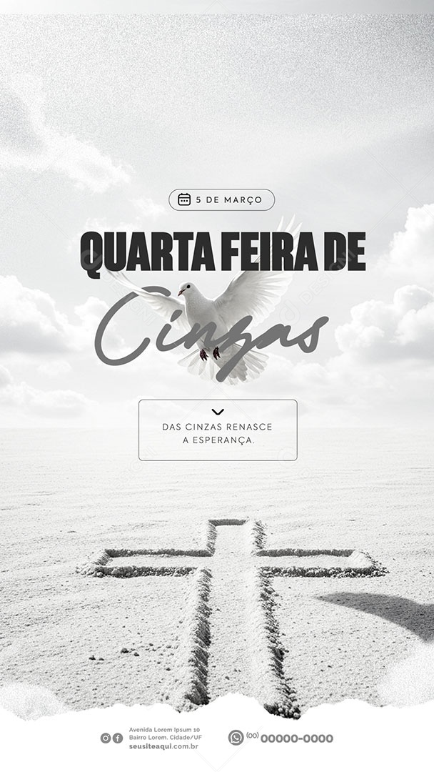 Story Quarta Feira de Cinzas 05 de Março Social Media PSD Editável