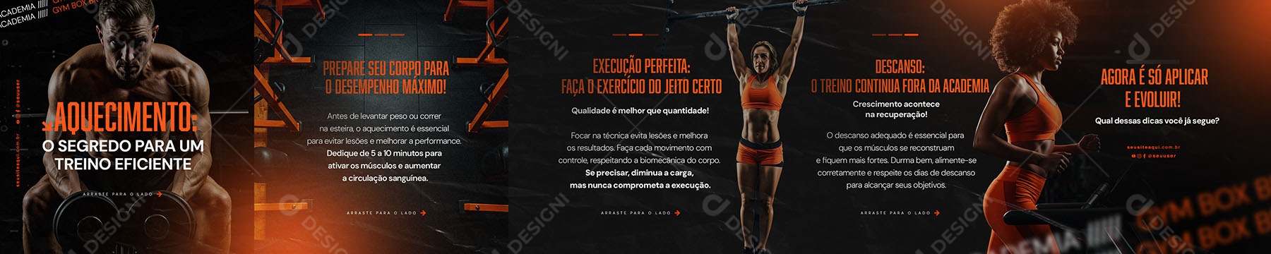 Carrossel Academia Agachamento o Segredo para um Treino Eficiente Social Media PSD Editável