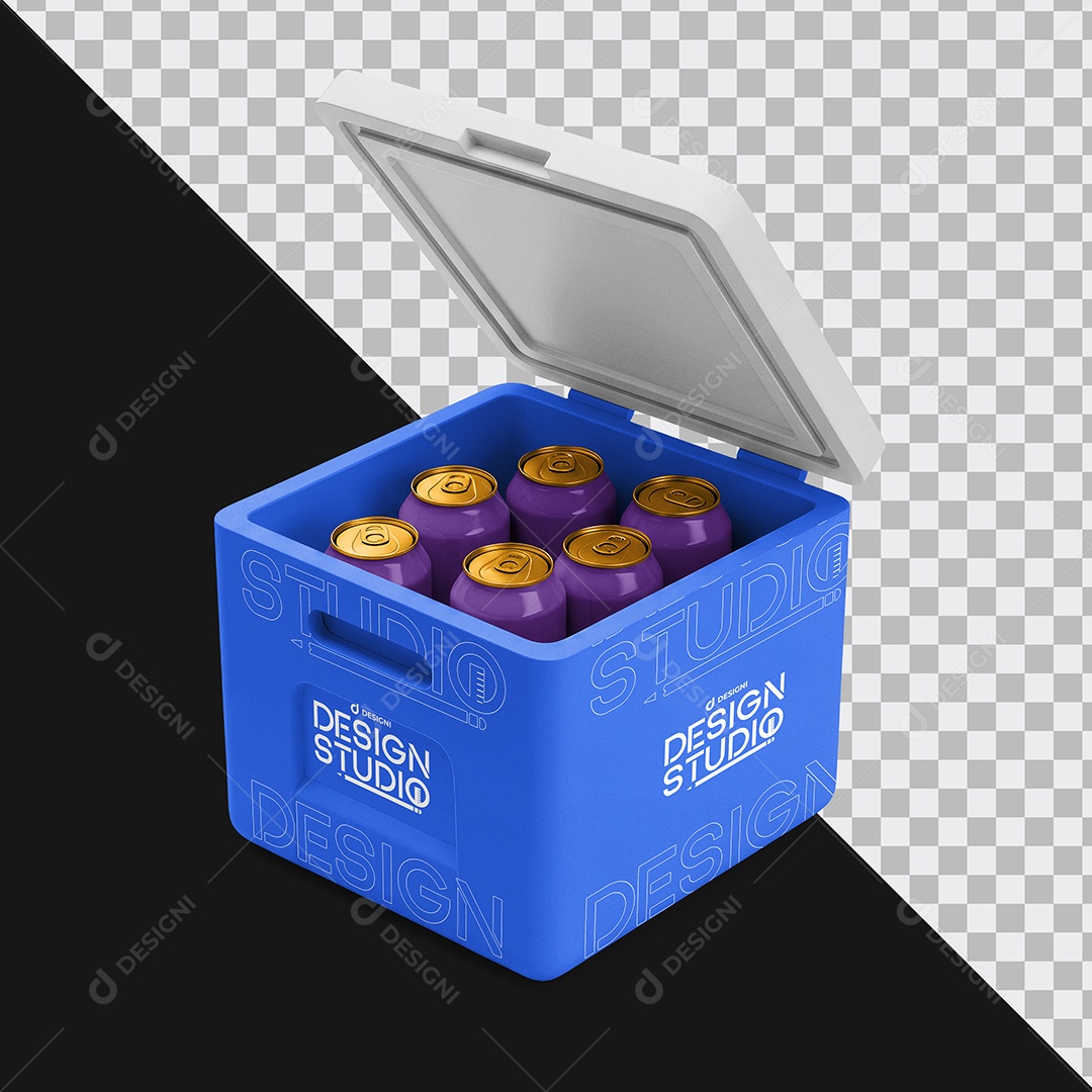 Mockup Cooler Com Latas PSD Editável