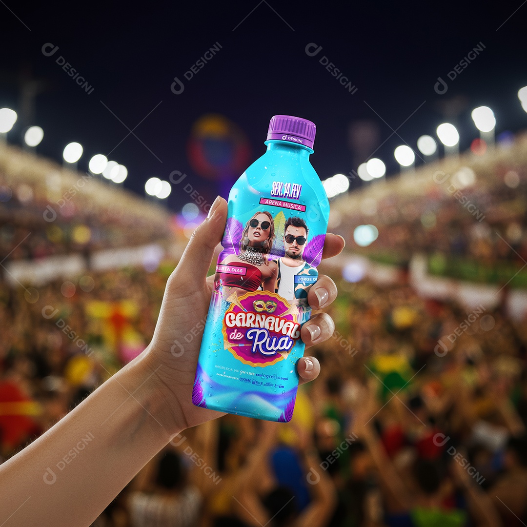 Mockup Garrafa De Isotônico De Carnaval PSD Editável