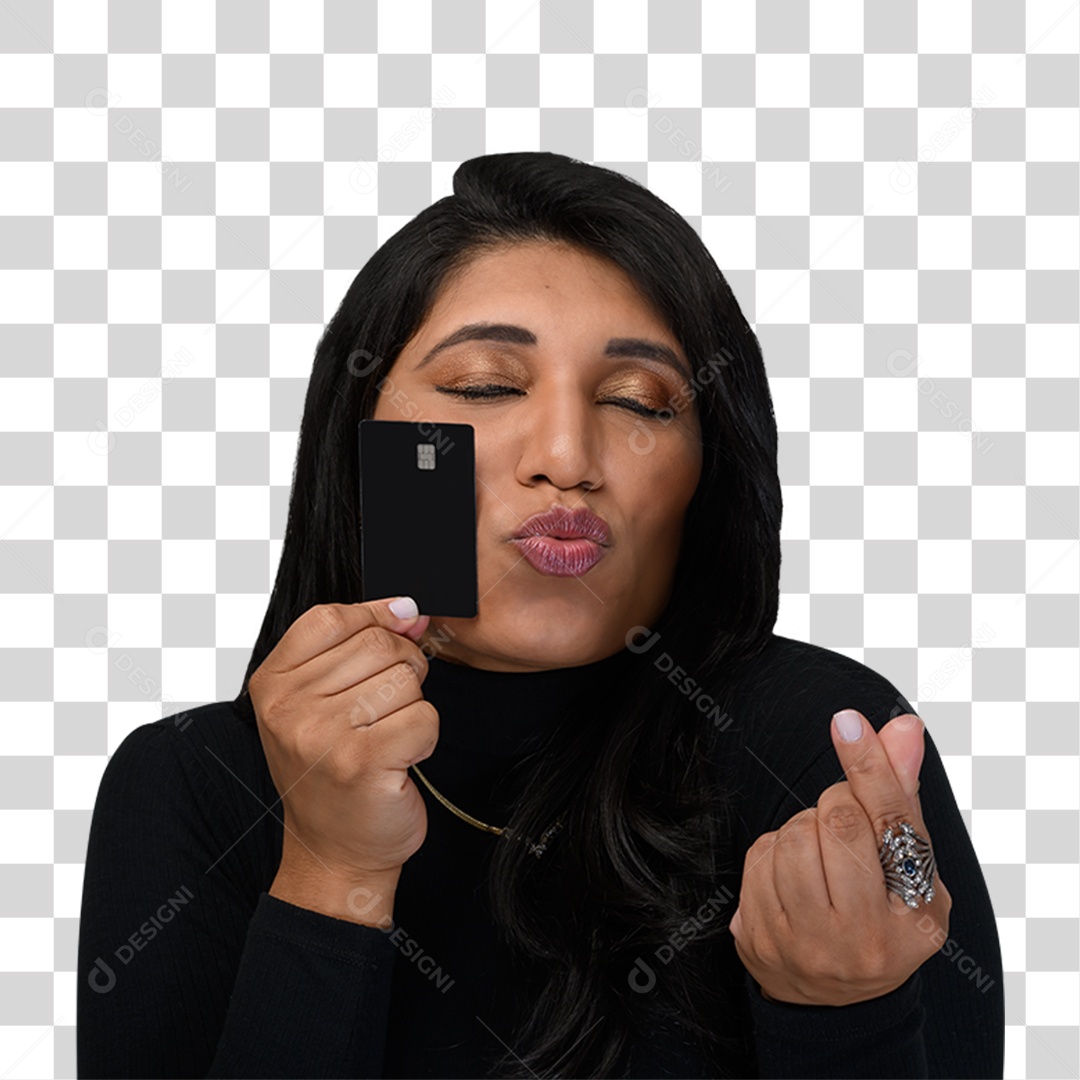 Mulher com Cartão Black PNG Transparente