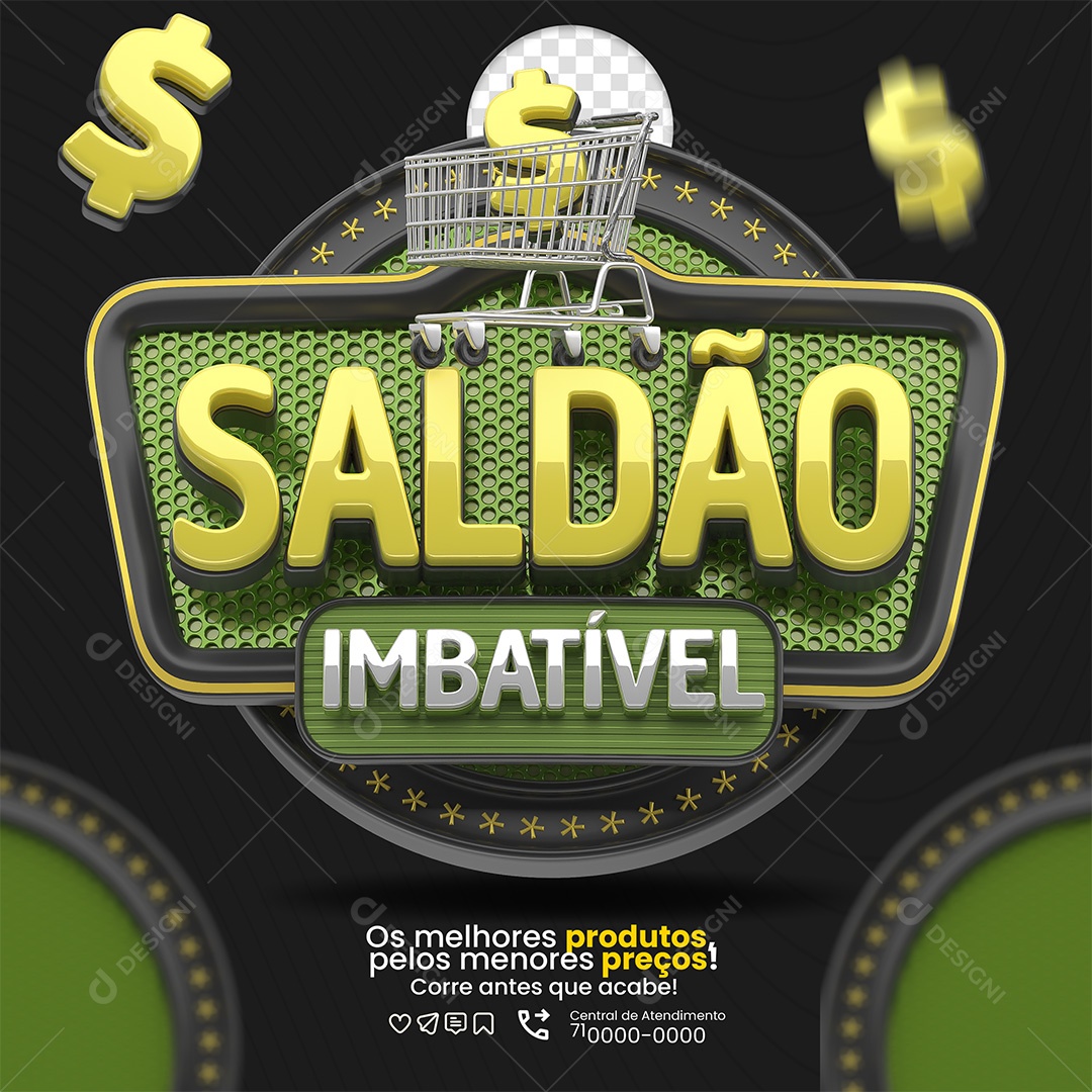 Saldão Imbatível Selo 3D Verde e Amarelo para Composição PSD