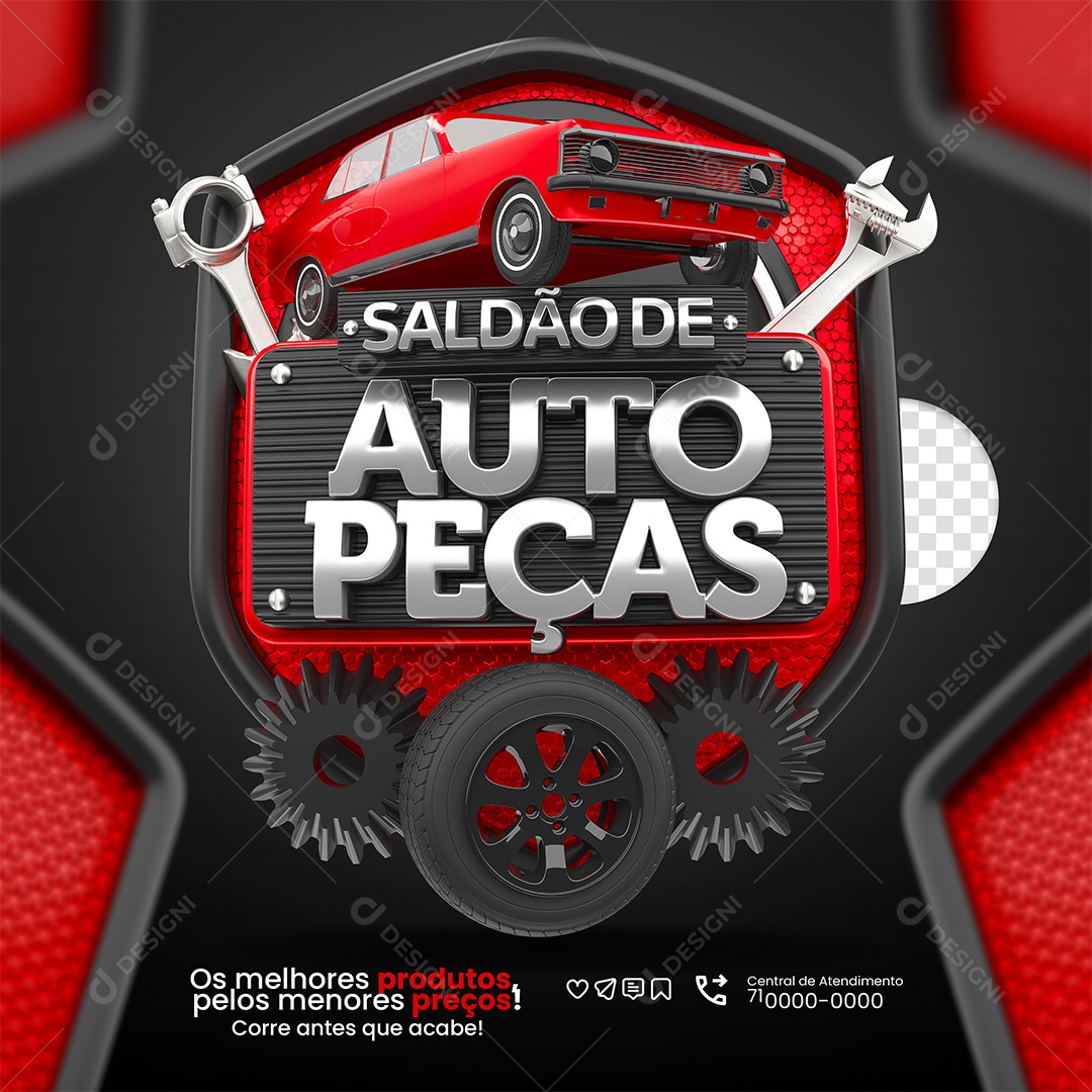 Saldão De Auto Peças Selo 3D Vermelho para Composição PSD