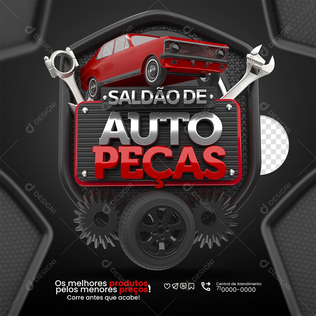 Saldão De Auto Peças Selo 3D Vermelho para Composição PSD