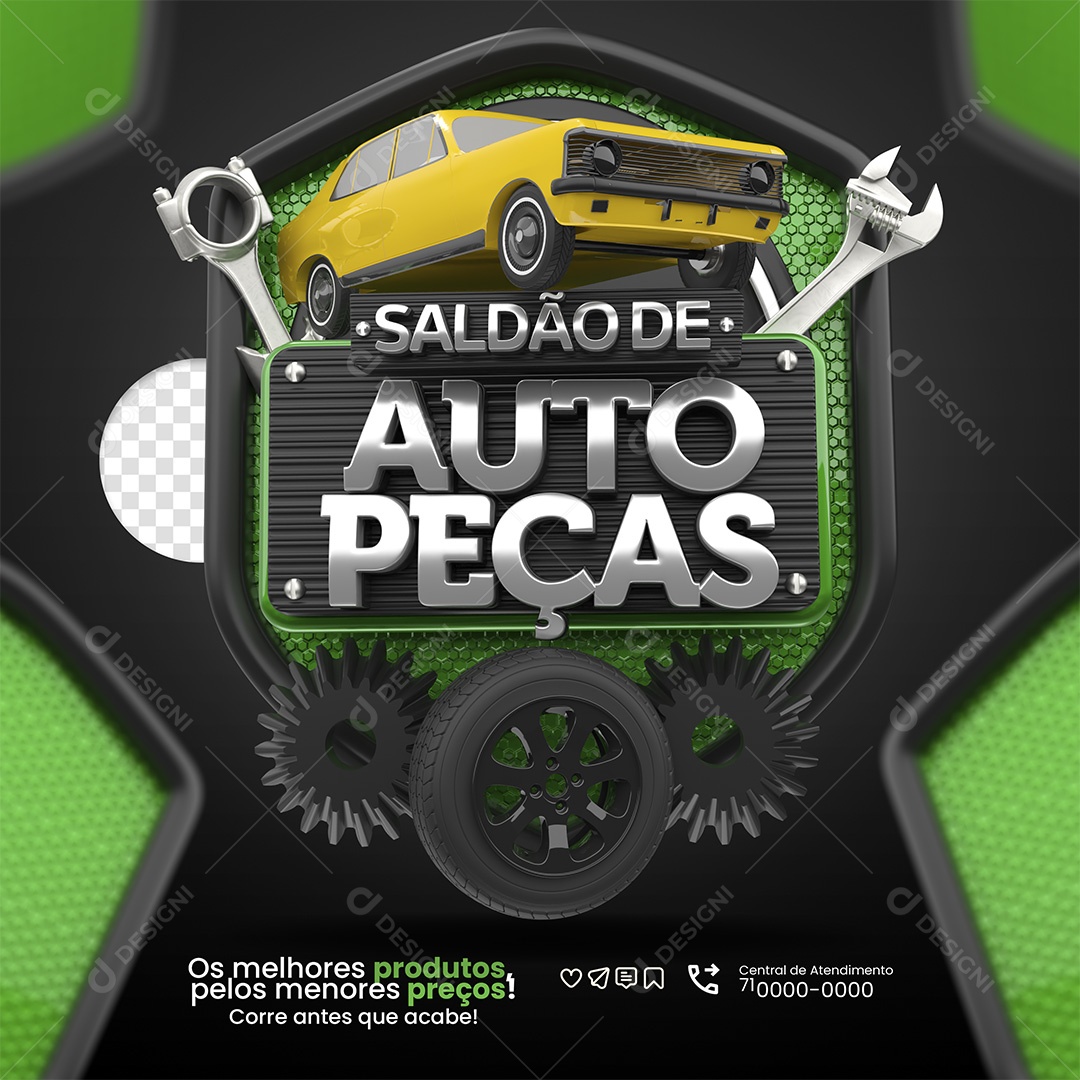 Saldão De Auto Peças Selo 3D Verde para Composição PSD