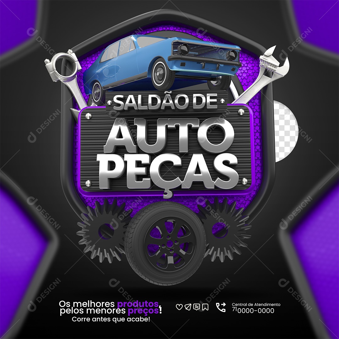 Saldão De Auto Peças Selo 3D para Composição PSD