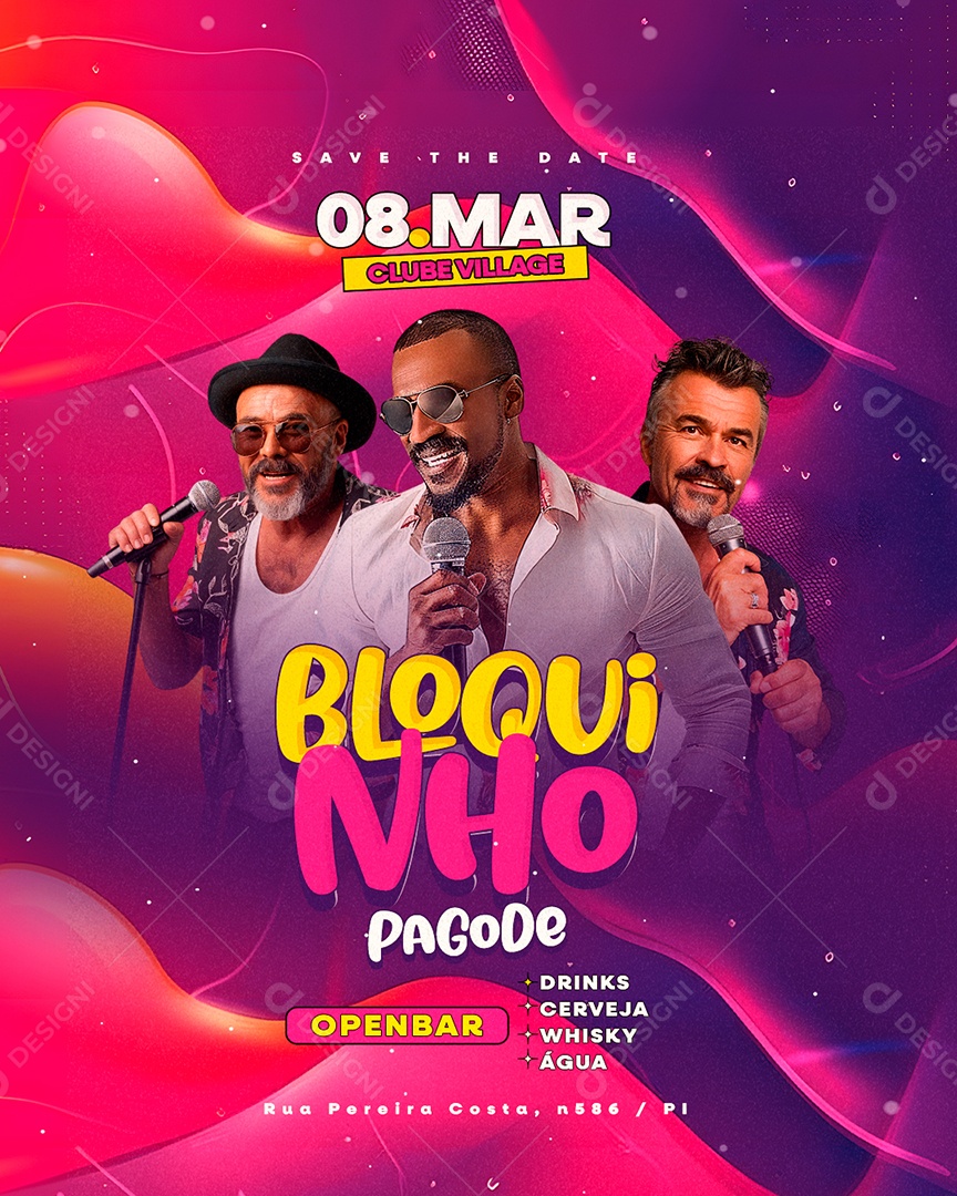 Flyer Carnaval Bloquinho Pagode Social Media PSD Editável