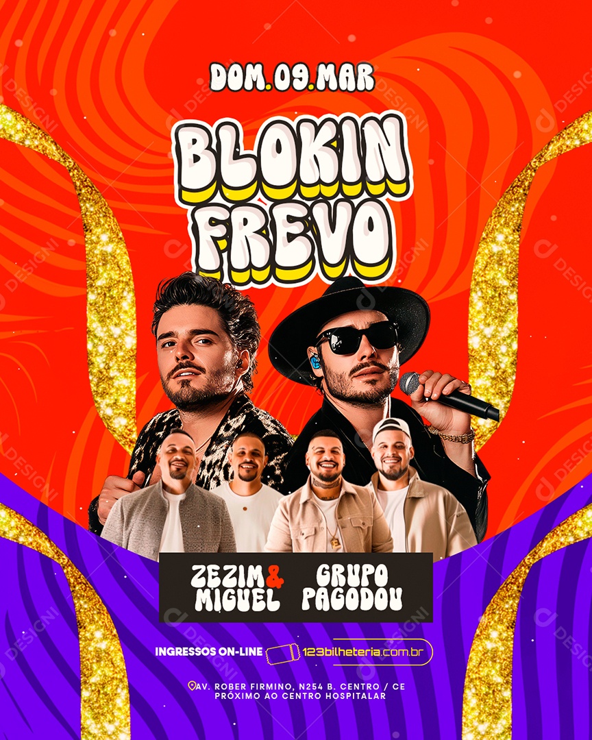 Flyer Carnaval Blokin Frevo Social Media PSD Editável