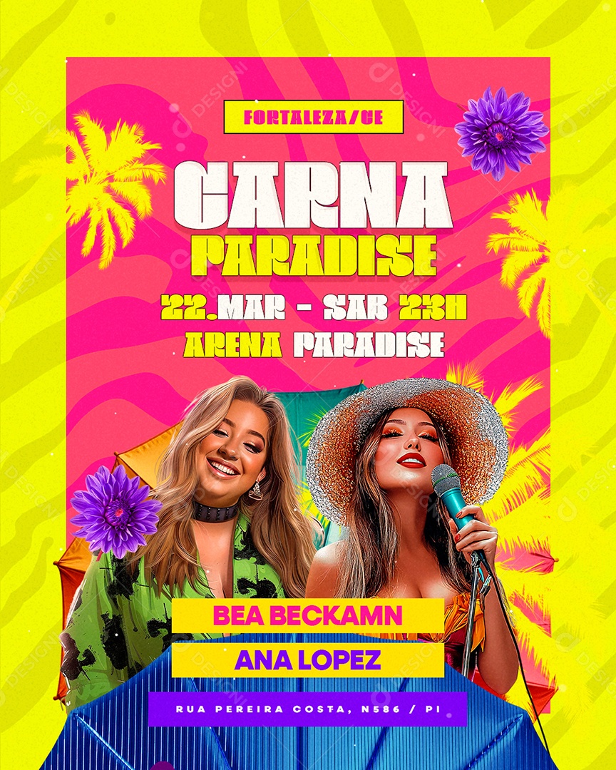 Flyer Carnaval Carna Paradise Social Media PSD Editável