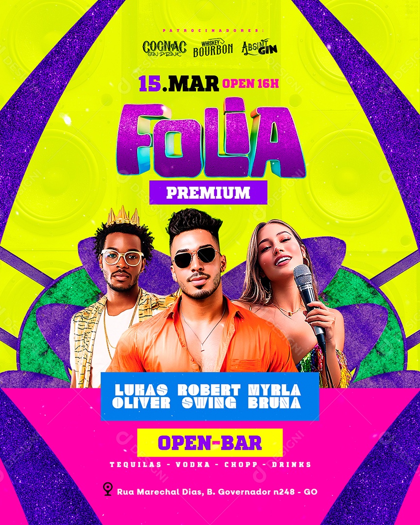 Flyer Carnaval Folia Premium Social Media PSD Editável
