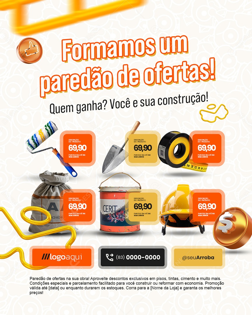 Material de Construção BBB Formamos Um Paredão de Ofertas Social Media PSD Editável
