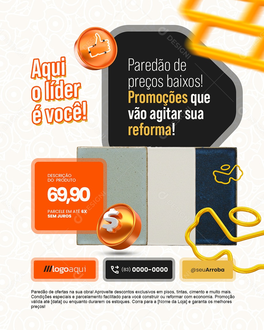 Material de Construção BBB Cerâmicas Aqui o Líder é Você Social Media PSD Editável