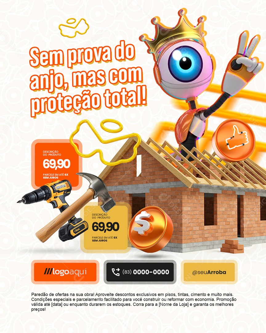 Material de Construção BBB Sem Prova do Anjo Social Media PSD Editável