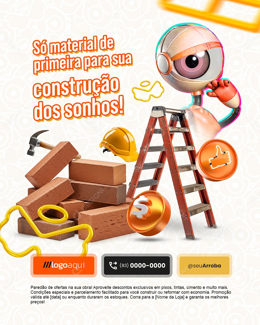 Material de Construção BBB Tijolos Social Media PSD Editável