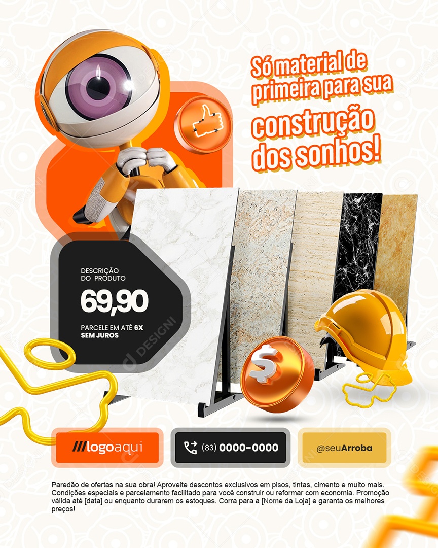 Material de Construção BBB Cerâmicas Construção dos Sonhos Social Media PSD Editável